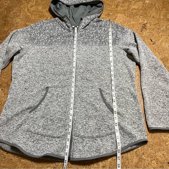 Eddie Bauer Women’s Heathered Gray Hooded Zip Up Knit Fleece Jacket Sz 2XL - Picture 14 of 15